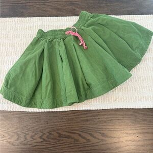 Mini Boden Green Girls' Corduroy Skirt with Pink Drawstring Size 3-4 Years